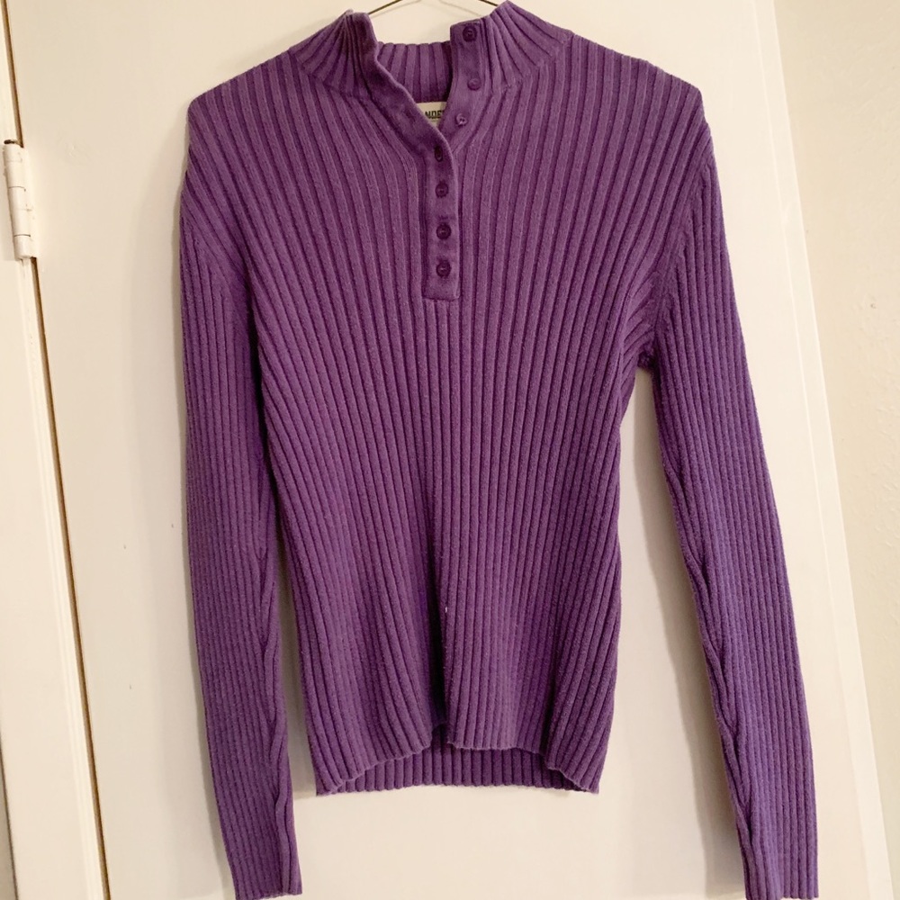Gander long sleeve purple button up sweater